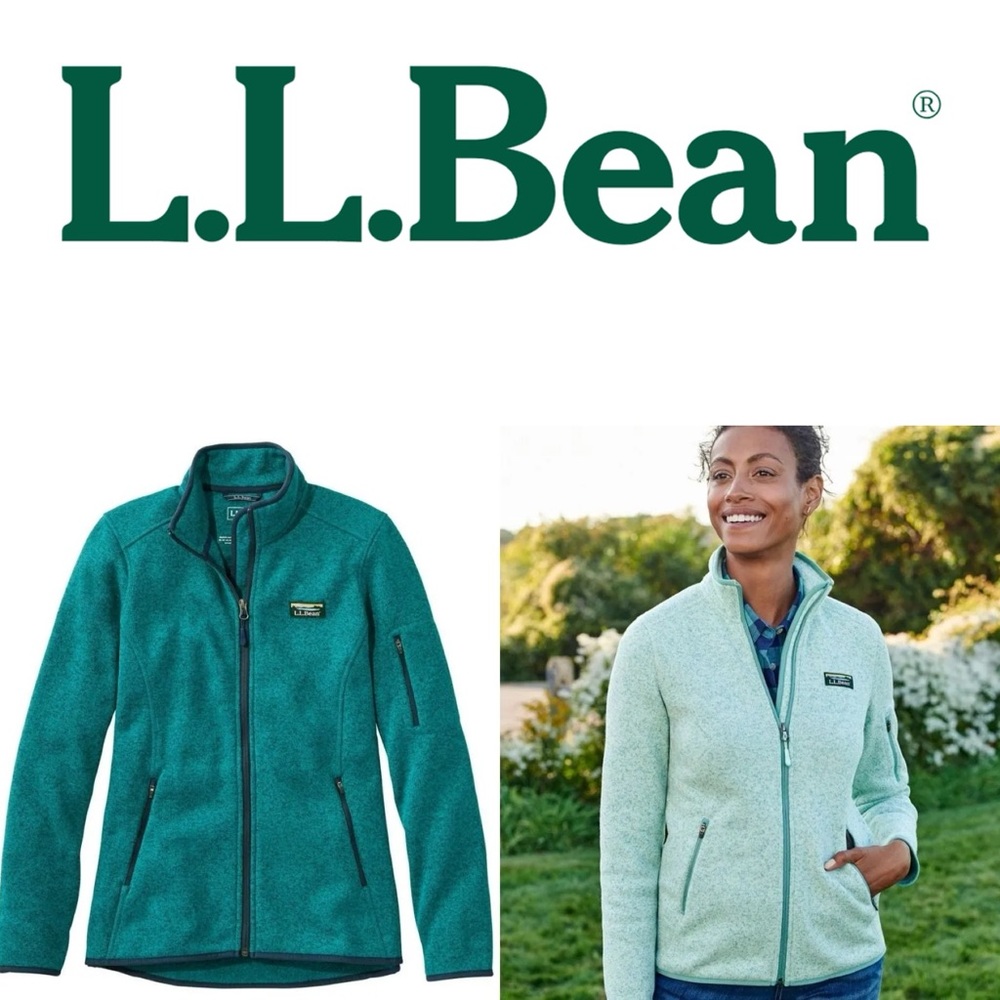 NWOT L.L. Bean Fleece Sweater in Heathered Teal - Picture 8 of 9